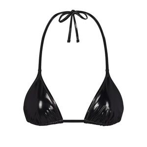 SKIMS swim micro pleather triangle bikini top in black